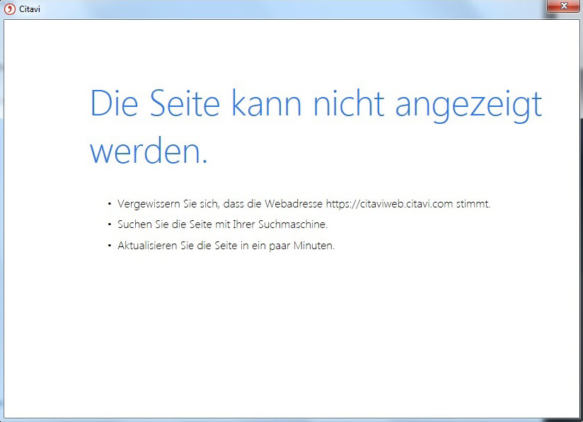 kein zugriff auf seite die seite kann nicht angezeigt werden anmeldung in citavi 6 citavi support deutsch