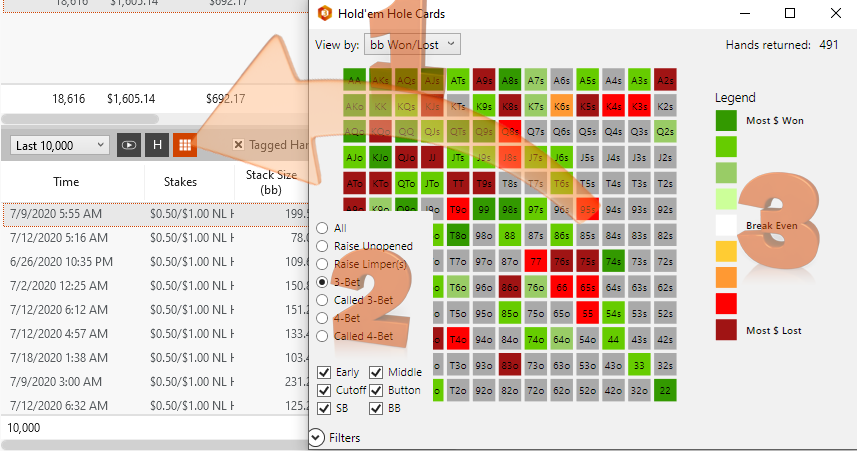 Hole Card Heat Map Options