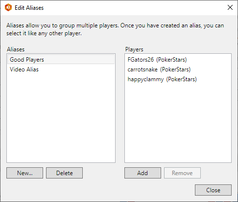 Create an Alias for use throughout Holdem Manager