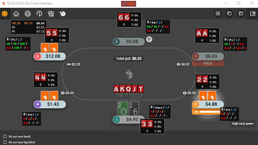 Adjusting mucked card positions